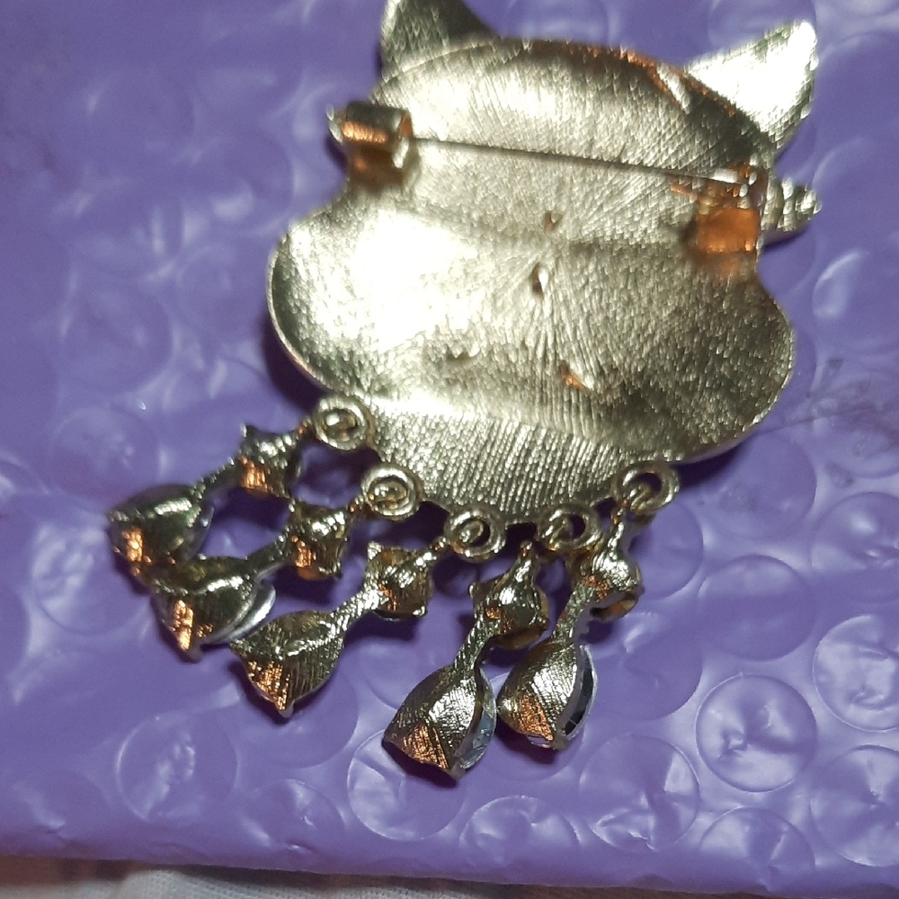 Colorful Enamel Brooch with Rhinestones - Picture 2 of 2